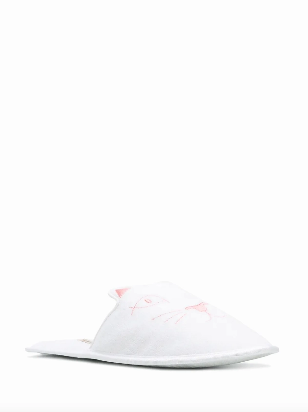 Charlotte Olympia House Cat Slippers in white Tom Slippers