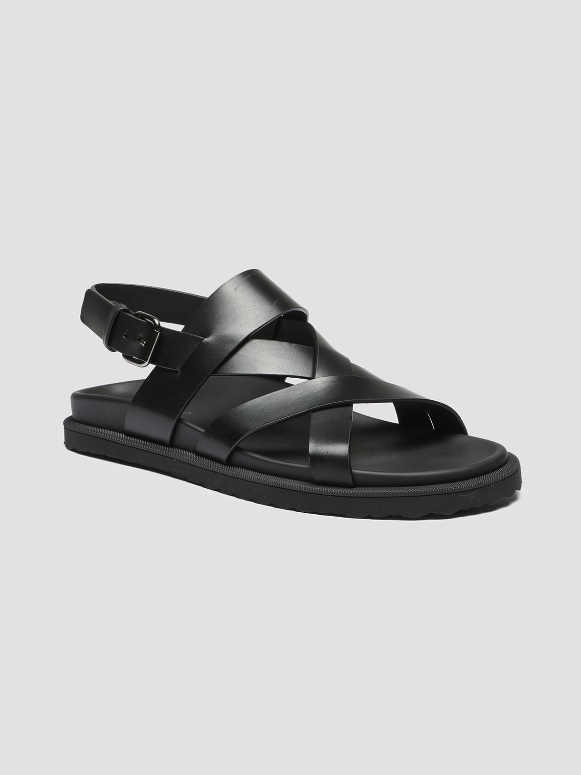 CHARRAT 002 - Black Leather Sandals Sandals For Bunions