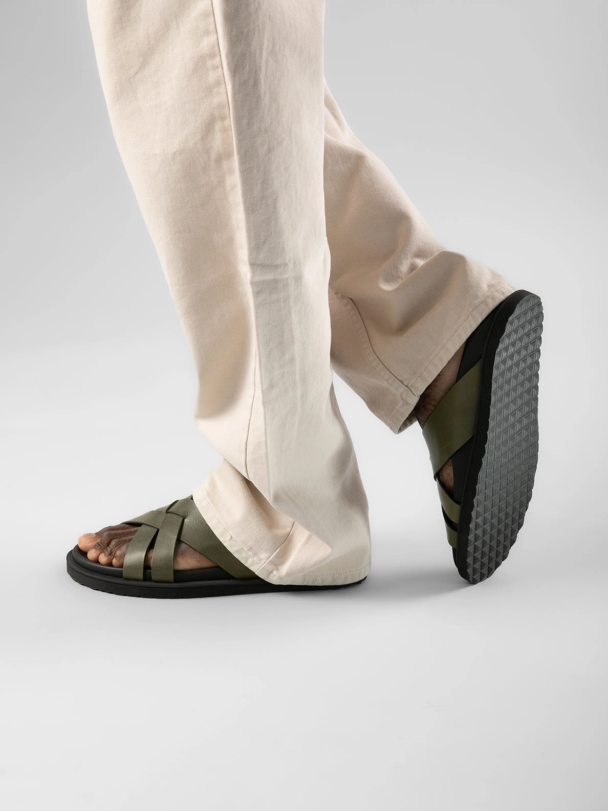 CHARRAT 003 - Black Leather Sandals Foamies Sandals