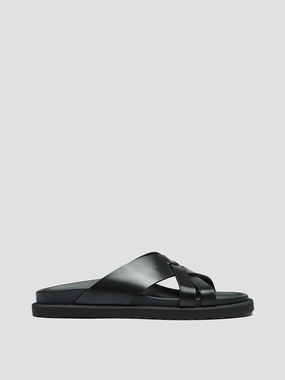 CHARRAT 003 - Black Leather Sandals Closed Sandals