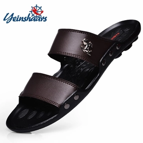 Slippers Size 4 Casual Famous Brand Men Sandals Shoes Slippers Summer Flip Flops Beach Men Shoes Leather