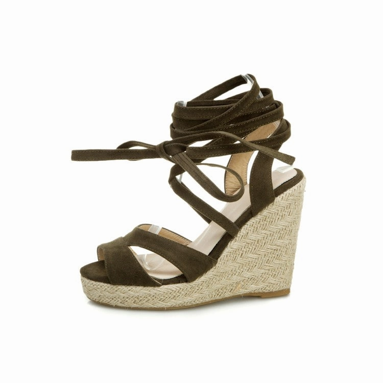 Women's Suede Cross Strap Woven Wedge Heel Platform Gladiator Sandals Sandals Grenada Excursions
