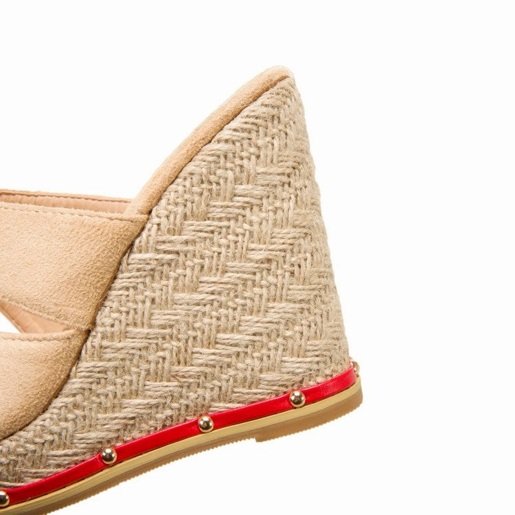 Sandals Brickstone Women's Solid Color Rivets Woven Wedge Heel Platform Sandals