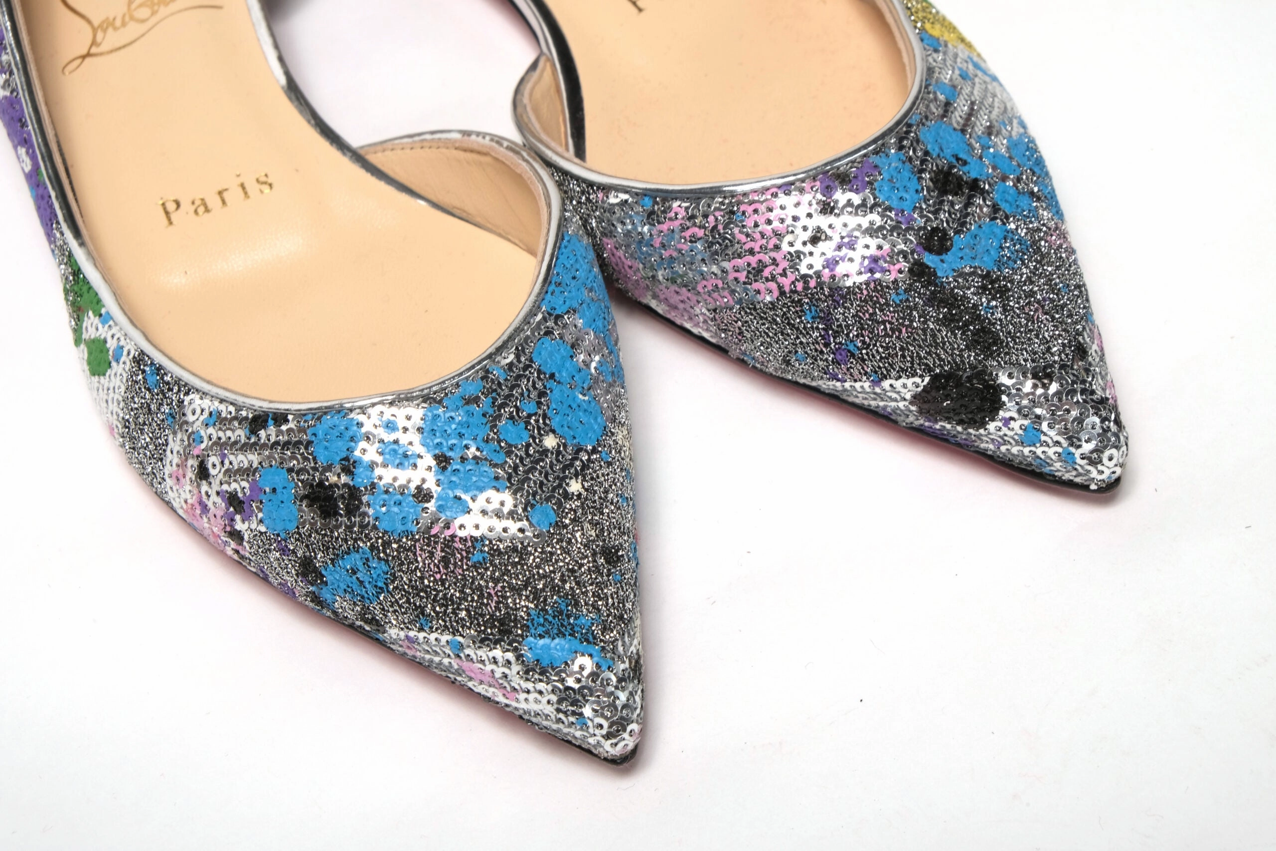 Christian Louboutin Multicolor Silver Flat Point Toe Shoe Merona Shoes Flats