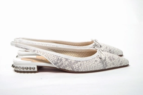 Christian Louboutin White Perforated Printed Flat Point Toe Shoe Feet In Flat Shoes