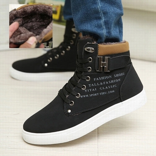 Hot Men Shoes Sapatos Tenis Masculino Male Fashion Spring Autumn Leather Shoe For Men Casual High Top Shoes Canvas Sneakers Comfortable Business Casual Walking Shoes