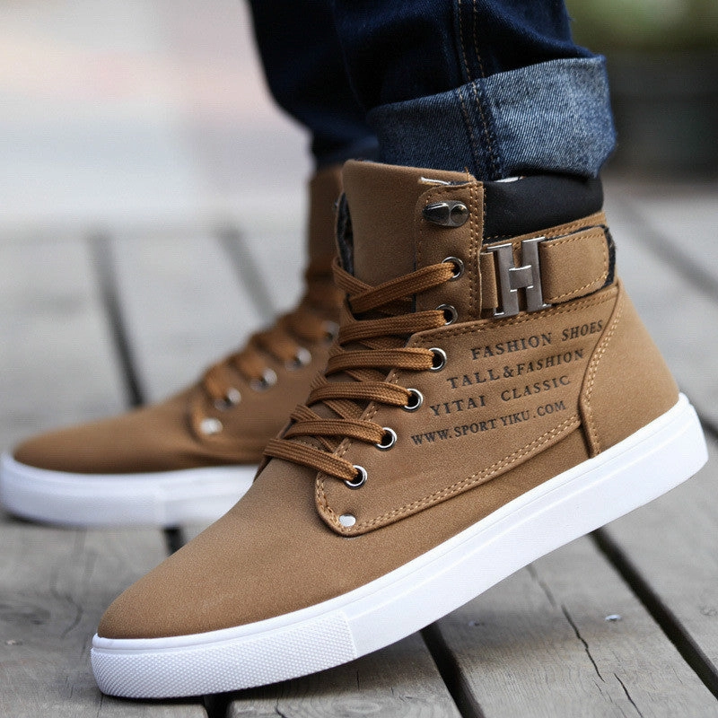 Hot Men Shoes Sapatos Tenis Masculino Male Fashion Spring Autumn Leather Shoe For Men Casual High Top Shoes Canvas Sneakers Patent Leather Casual Shoes