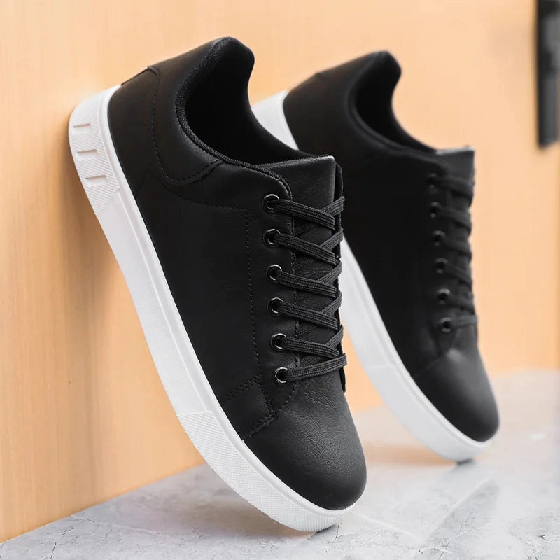 Flat Wedding Shoes Flats Classic Men Leather Shoes Thick-soled Casual Sneakers Trendy Lace-up Walking Shoes Spring Anti-slip Comfortable Vulcanized Shoes