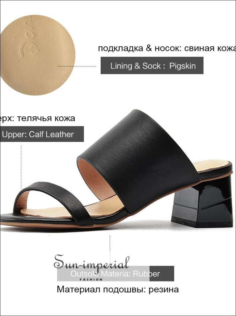 Women Genuine Leather Flip Flops Slippers thick Middle Heel Ladies Shoes Flip Flops And Bunions