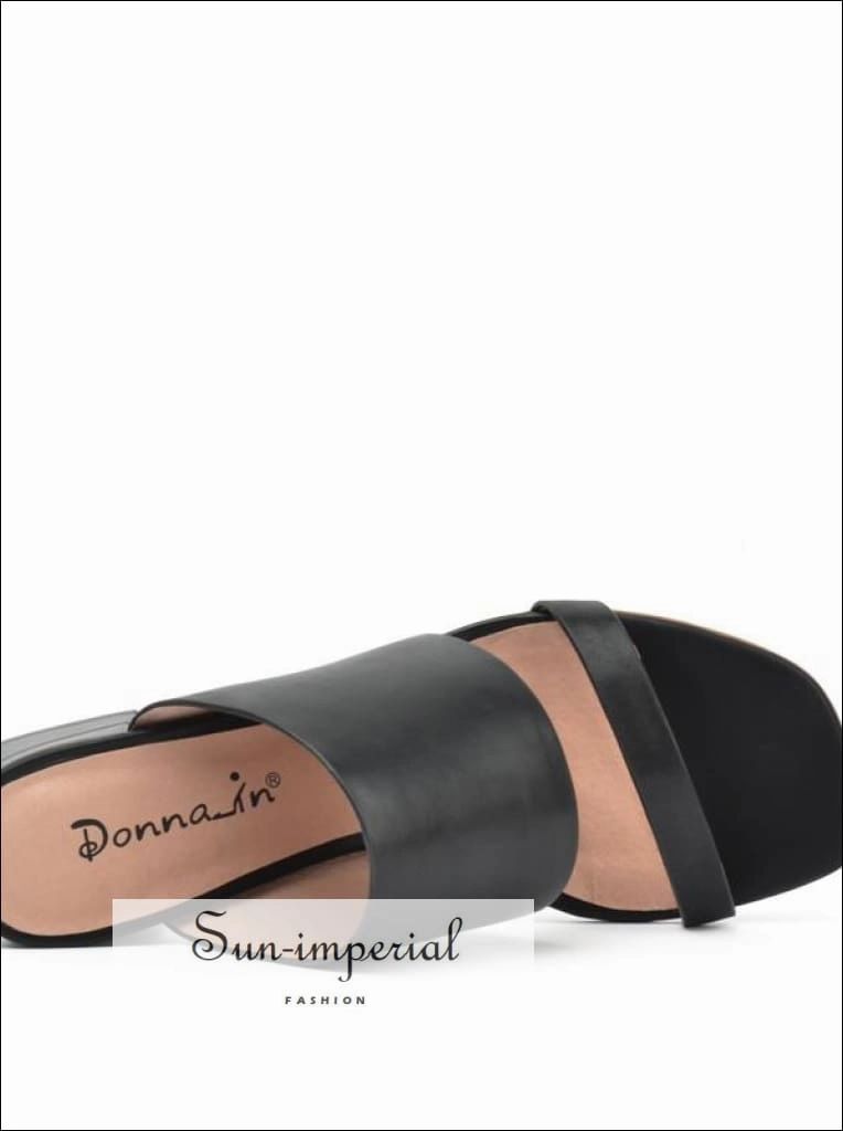 Women Genuine Leather Flip Flops Slippers thick Middle Heel Ladies Shoes Flip Flops With Bows