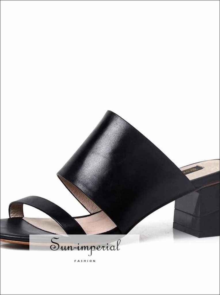 Women Genuine Leather Flip Flops Slippers thick Middle Heel Ladies Shoes Flip Flops 2000s