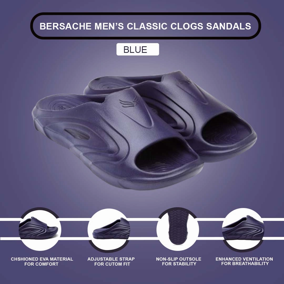 Sustainable Slippers Bersache Extra Soft Classic Casual with  Regular wear with Ultra Soft & Flexibility Technology Clog's for Men's & Boy's (6115-Blue)