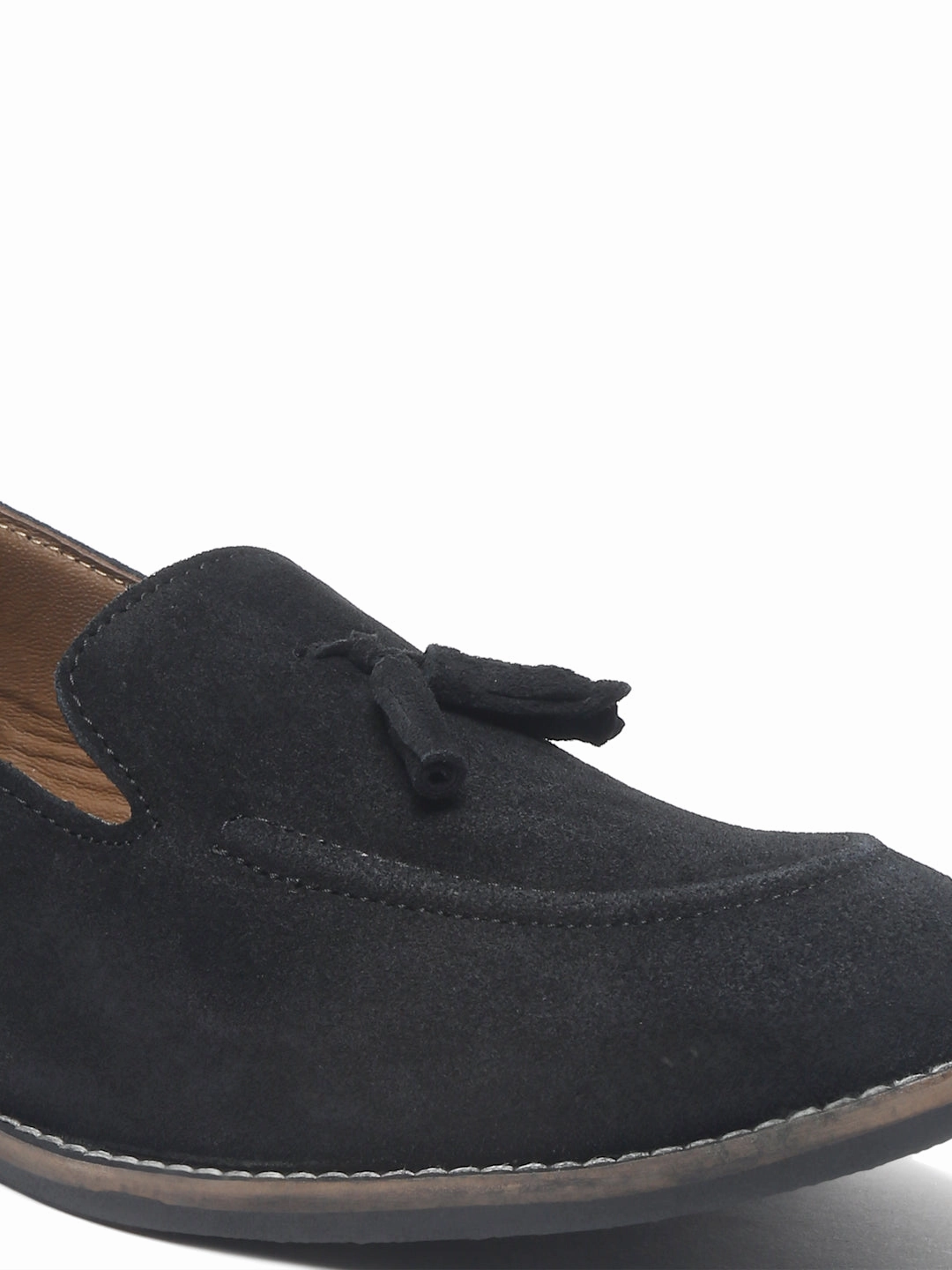 Teakwood Leather Men Solid Black Round-Toe Tasseled Loafers Champion Casual Shoes