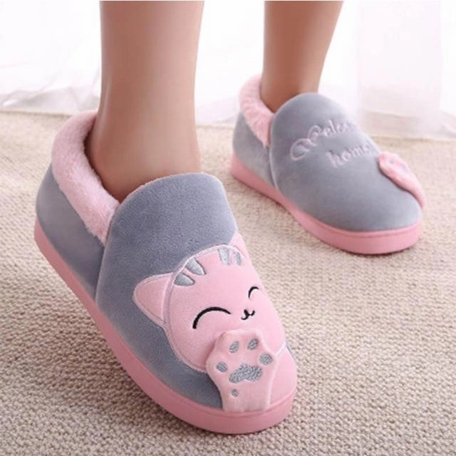 Cute cat slippers push warm winter house shoes Pretty You London Slippers