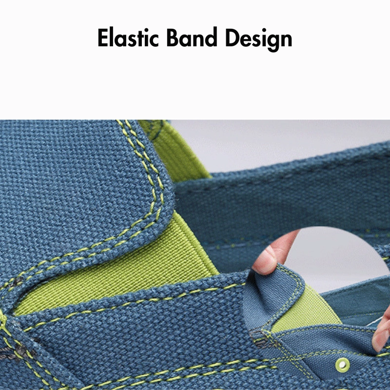 GRW Orthopedic Men Shoes Canvas Lightweight Breathable Slip-On Walking Casual Shoes Flat Foot Support Shoes