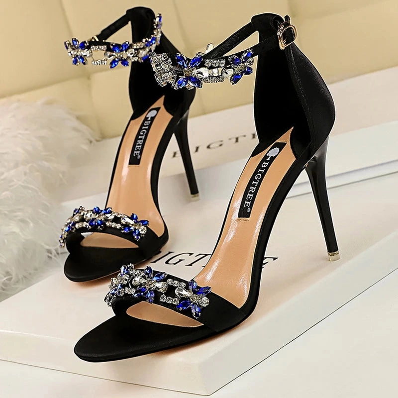 Shoes Open Toe Rhinestones High Heels Sandals Salomon Sandals