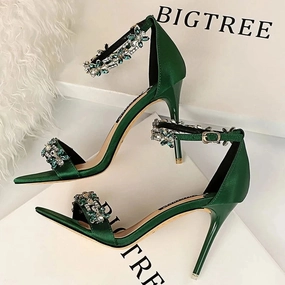 Shoes Open Toe Rhinestones High Heels Sandals Leopard Sandals