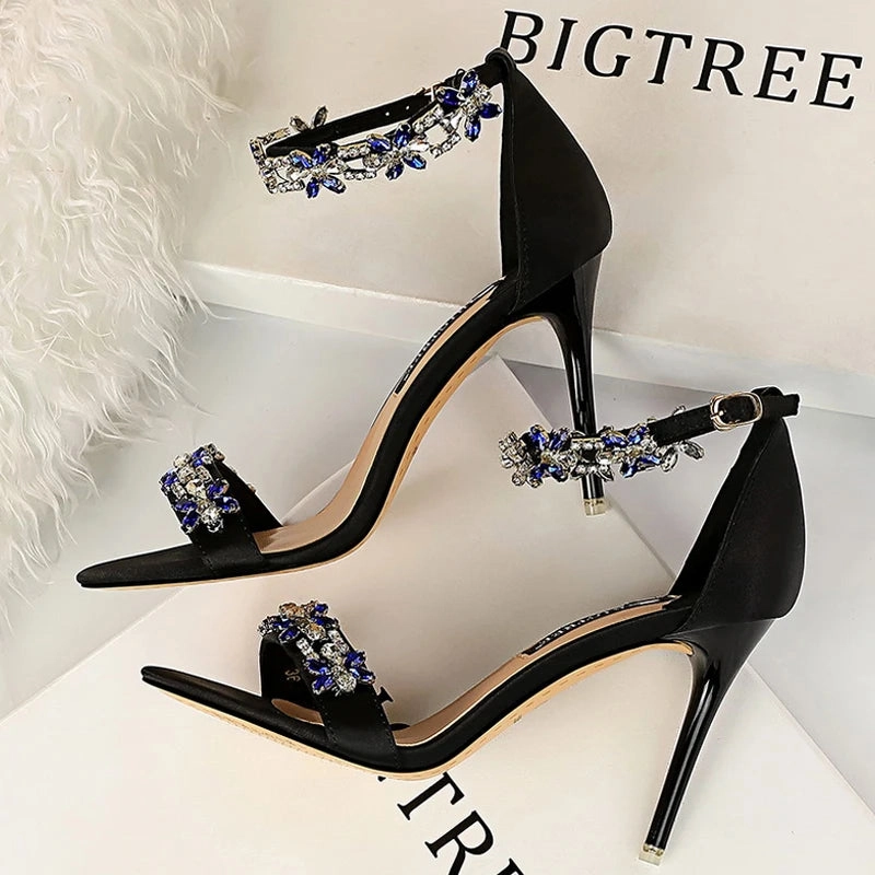 Shoes Open Toe Rhinestones High Heels Sandals Sandals With Support For Walking
