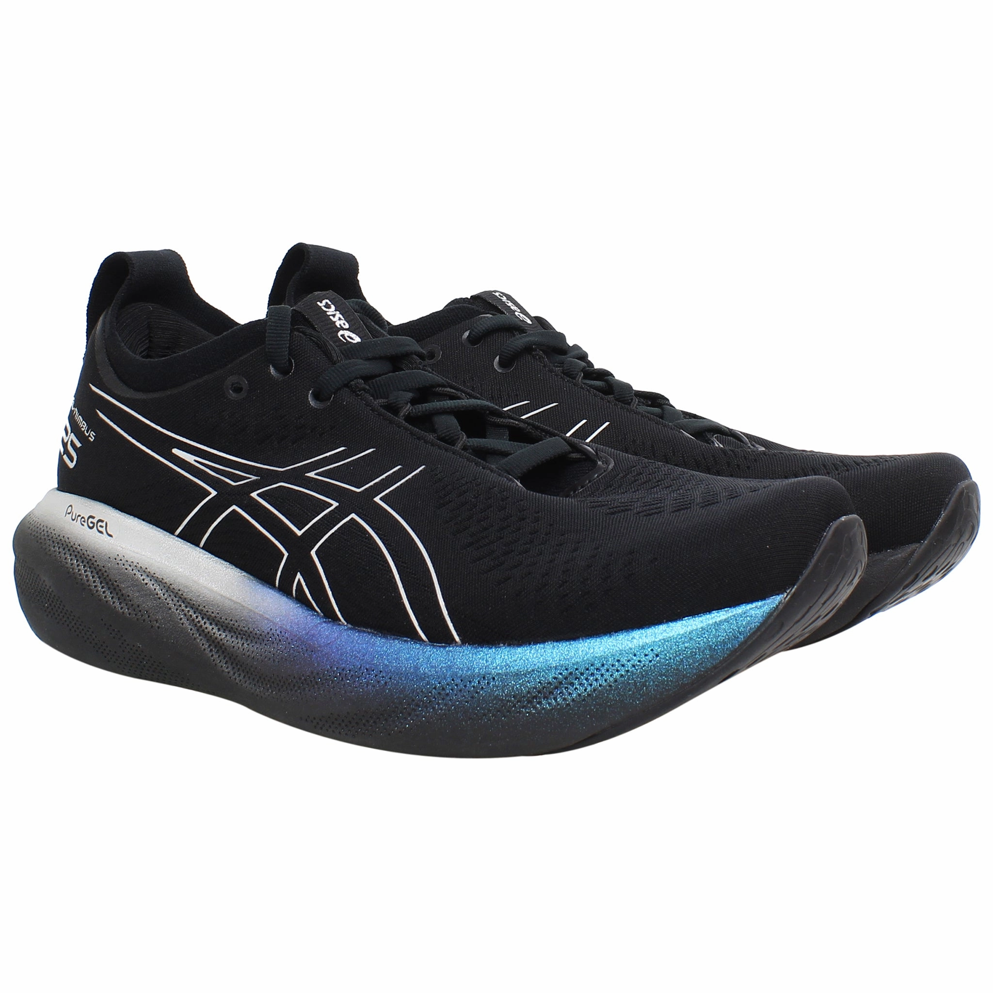 Ascis Gel-Nimbus 25 Platinum Mens Black Running Shoes Badminton Asics Shoes