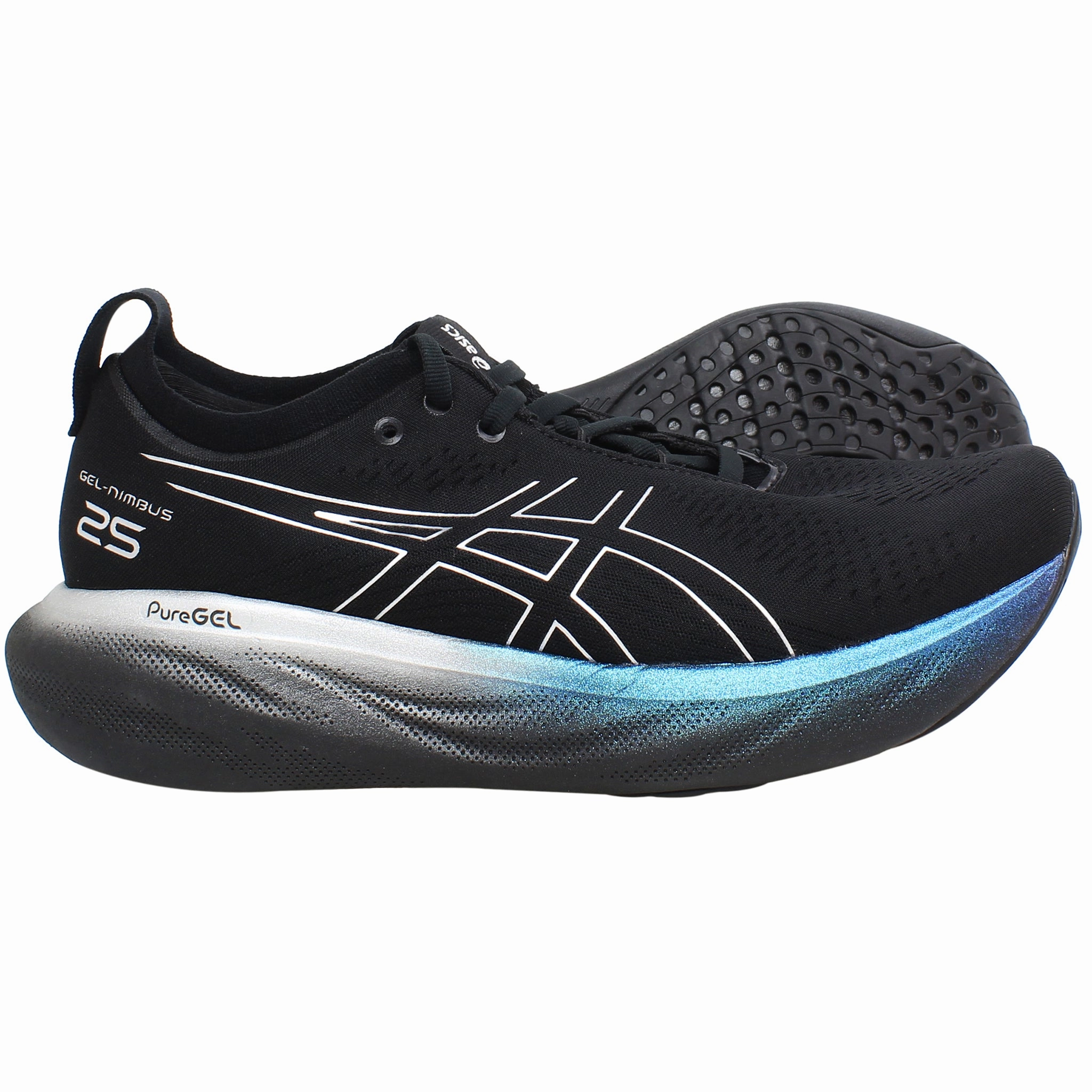 Ascis Gel-Nimbus 25 Platinum Mens Black Running Shoes Top Asics Running Shoes
