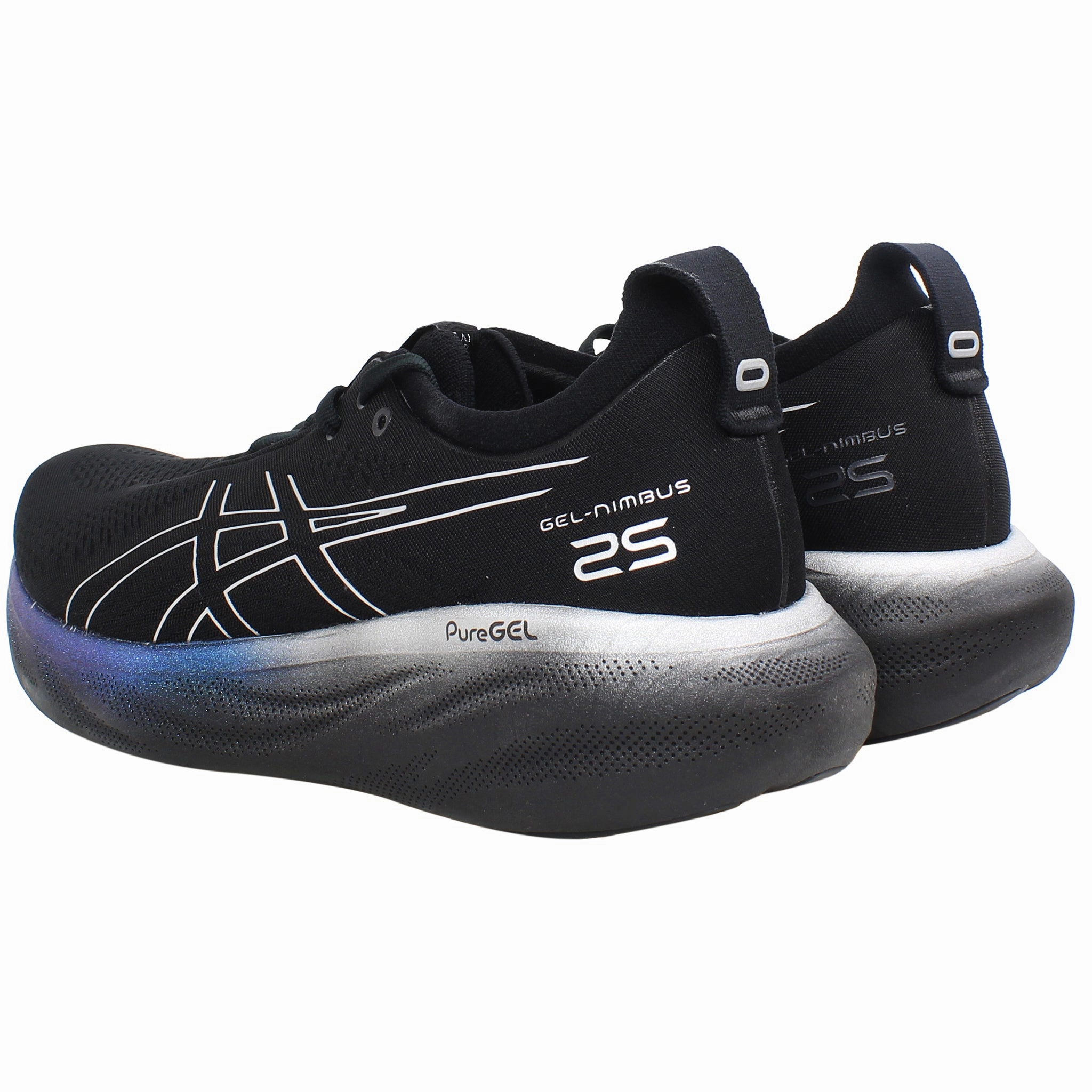 Ascis Gel-Nimbus 25 Platinum Mens Black Running Shoes Asics Running Shoes Size 15