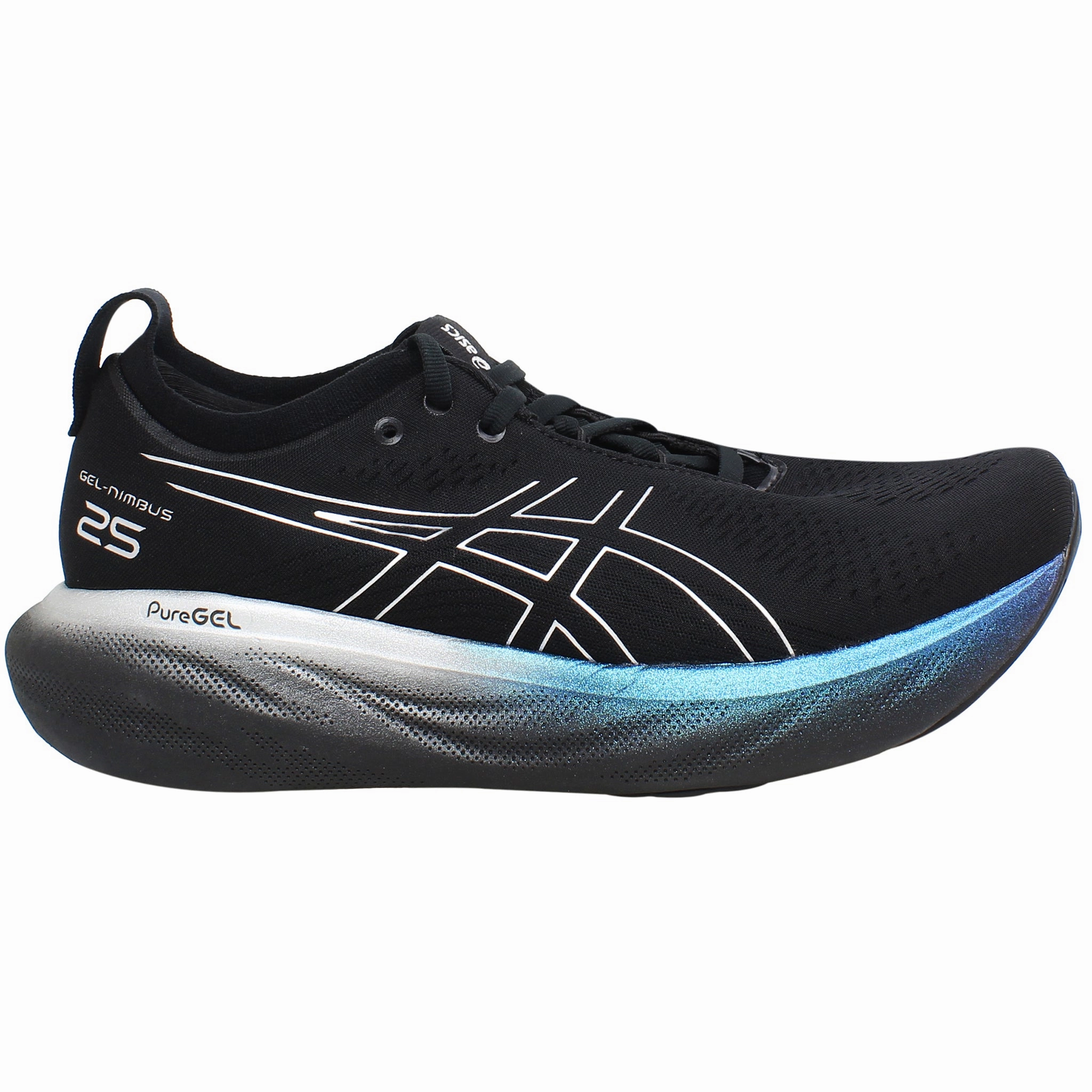 Asics Shoes Original Ascis Gel-Nimbus 25 Platinum Mens Black Running Shoes
