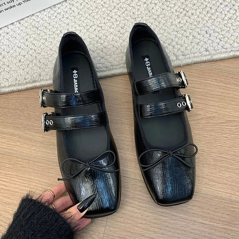 DAIIIBABYYY  -  2024 Spring New Brand Women Flat Shoes Fashion Round Toe Flat Heel Ladies Casual Mary Jane Shoes Shallow Dress Ballerinas S Denim Shoes