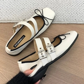 Flat Shoes Size 5.5 DAIIIBABYYY  -  2024 Spring New Brand Women Flat Shoes Fashion Round Toe Flat Heel Ladies Casual Mary Jane Shoes Shallow Dress Ballerinas S