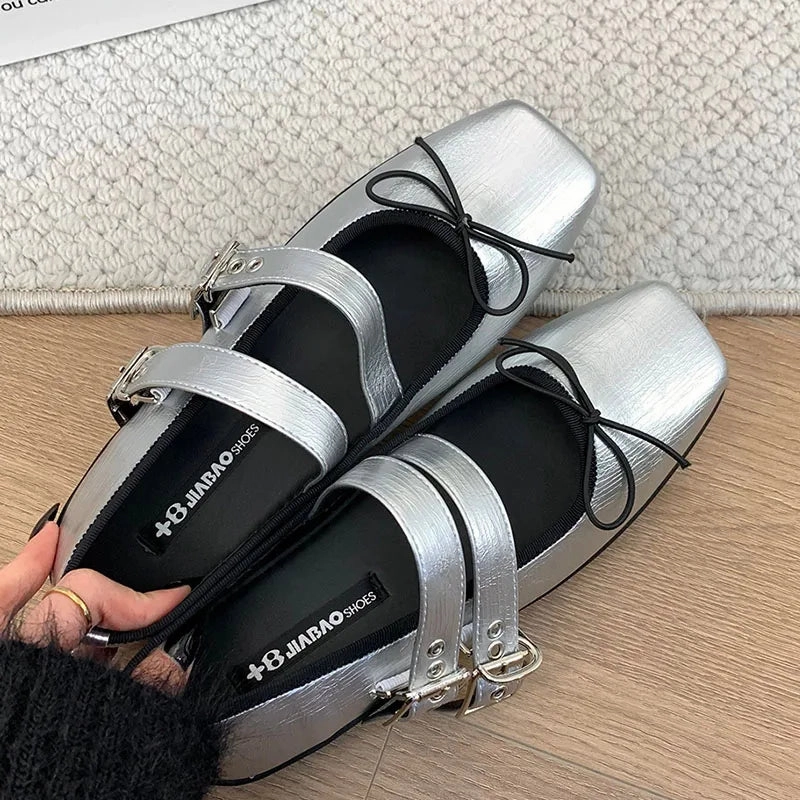 Flat Feet Cycling Shoes DAIIIBABYYY  -  2024 Spring New Brand Women Flat Shoes Fashion Round Toe Flat Heel Ladies Casual Mary Jane Shoes Shallow Dress Ballerinas S