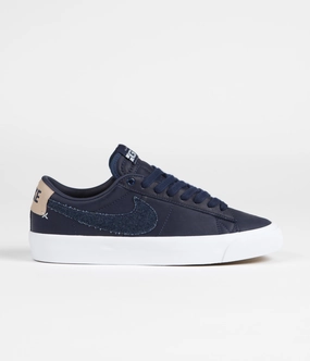 Nike SB Blazer Low Pro GT Premium Shoes - Midnight Navy / Midnight Navy - White Asics Arch Support Shoes