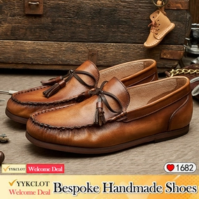 Brown Flat Shoes Brown leather flat business shoes Casual loafers for men