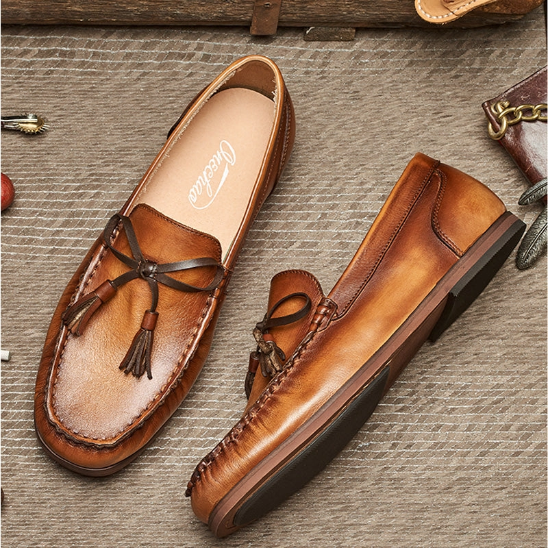Flat Shoes Petite Brown leather flat business shoes Casual loafers for men