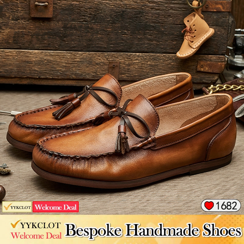 Brown leather flat business shoes Casual loafers for men Best Stability Running Shoes For Flat Feet