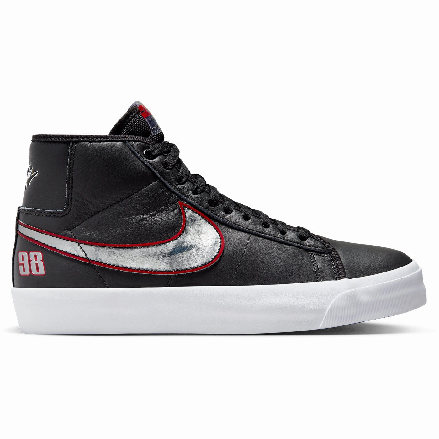Best Asics Shoes 2024 Nike SB Zoom Blazer Mid Pro GT Shoes - Black / Metallic Silver - University Red