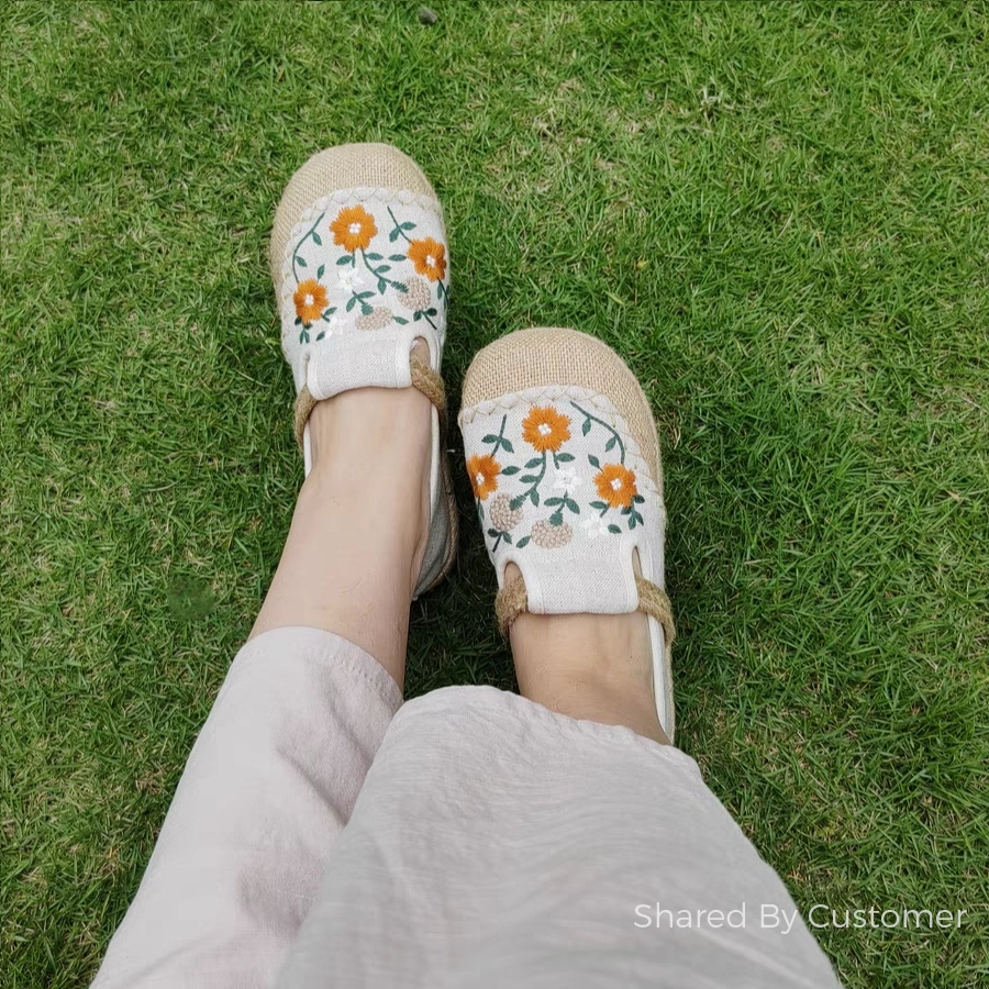 Shoes With Casual Pants Embroidered Ethnic Style Women Linen Casual Shoes