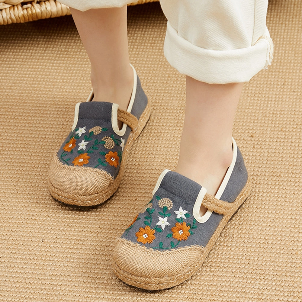 Embroidered Ethnic Style Women Linen Casual Shoes Luna Slip-on Casual Shoes