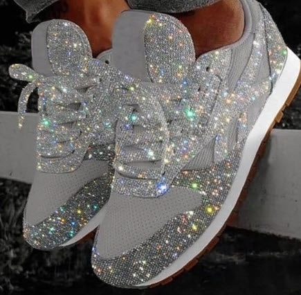 Women's Sneakers Flat Vulcanized Shoes Lace Up Bling Bling Platform Skirts With Loafers