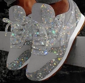 Women's Sneakers Flat Vulcanized Shoes Lace Up Bling Bling Platform Crepe Sole Loafers