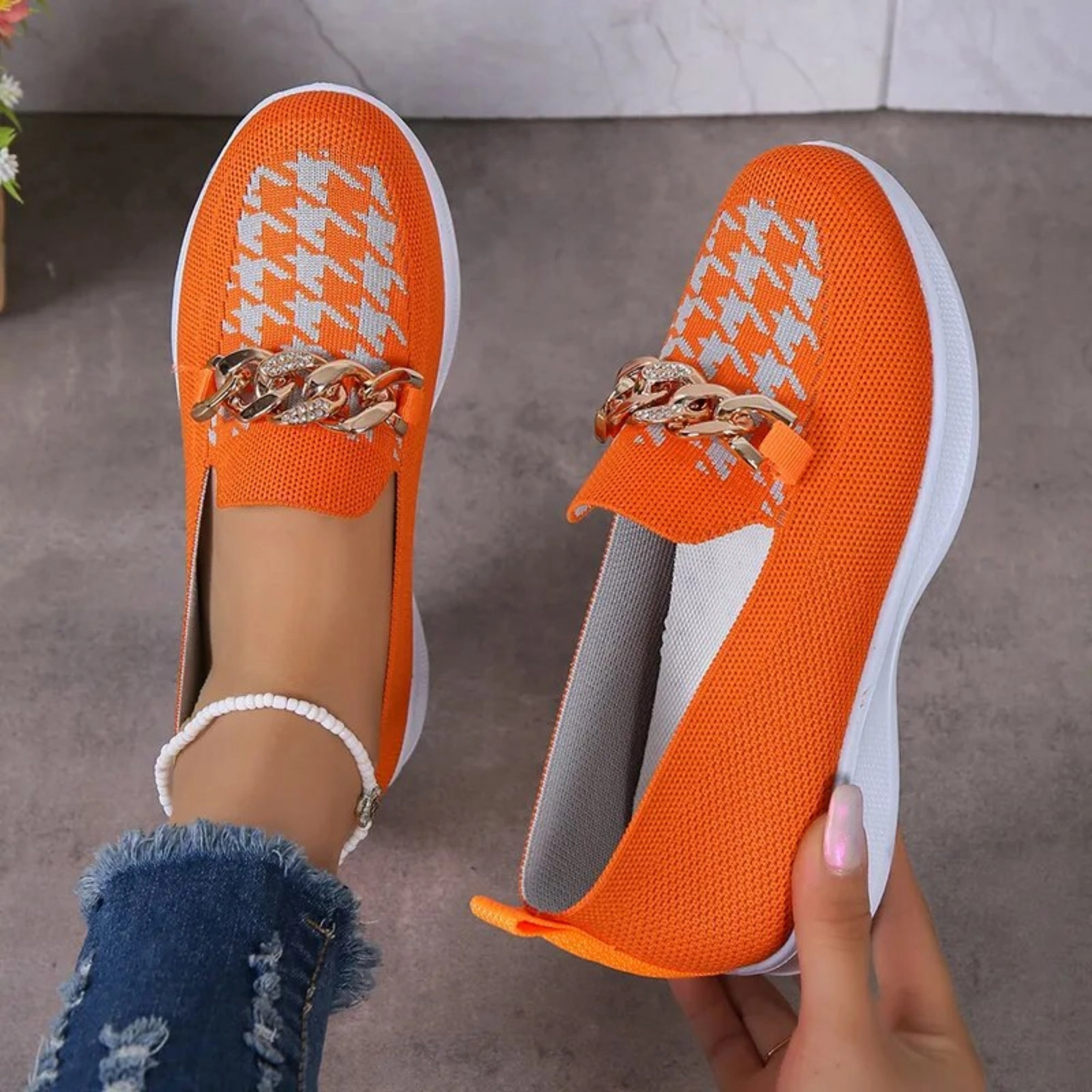 Comfortable loafers for women, casual loafers for women with chain decor Fall Loafers 2024
