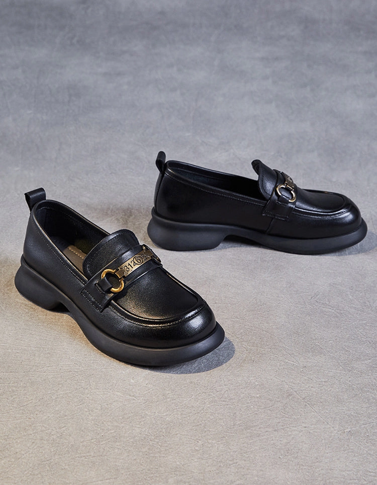 Comfortable Round Toe Chunky Heels Loafers for Women Comfortable Loafers