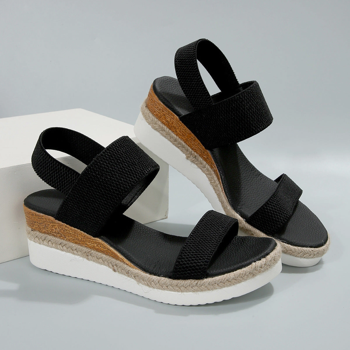Sandals Agent Portal Comfortable Women's Elastic Band Wedge Sandals