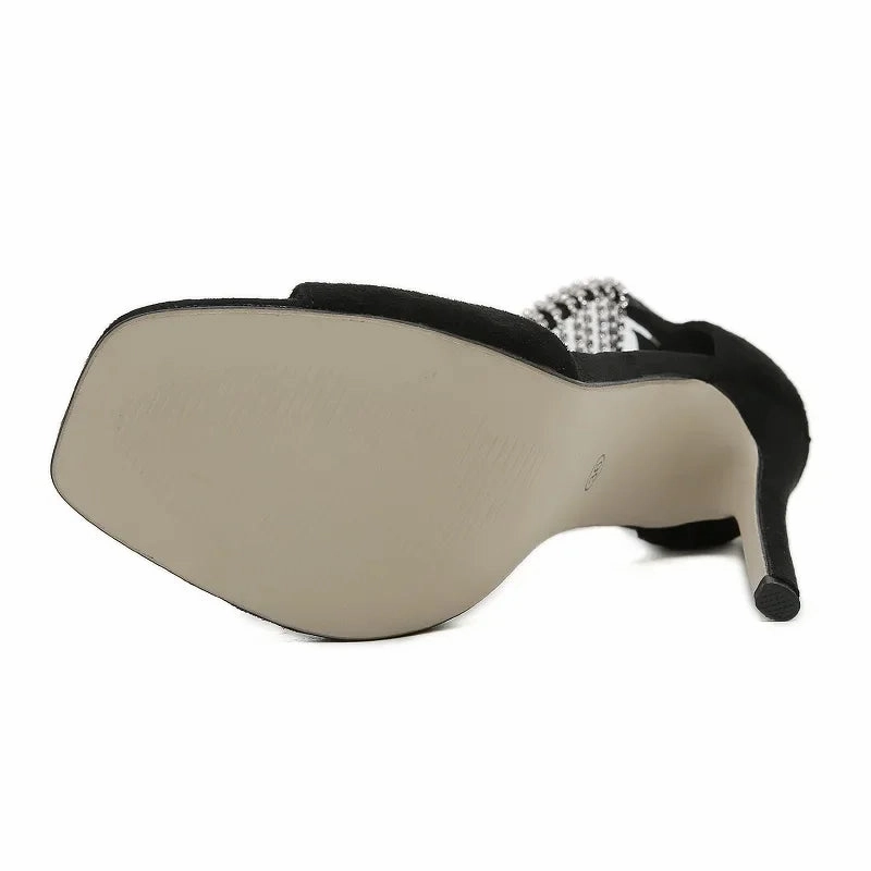 Sandals For Travel Amozae-Summer Crystal Fringe Peep Toe Woman Sandals Fashion Design Zipper Thin High Heels Banquet Stripper Shoes