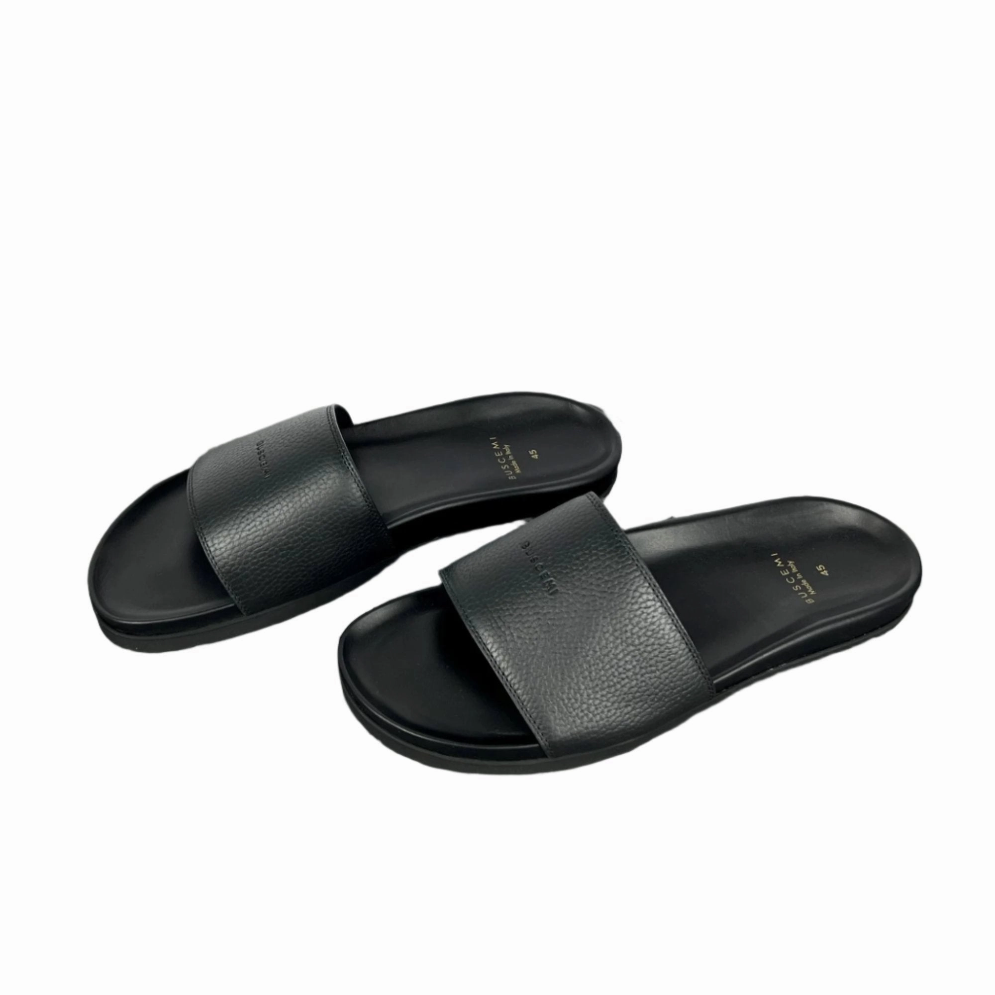 Hilarious Slippers Buscemi Mens Slide Alce Black Leather Sandals