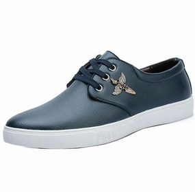 Spring New Men Shoes Classical Men PU Leather Low Top Flat Male Mens Shoes Casual Lace up Black Men Dress Shoes Wide Mtb Flat Shoes