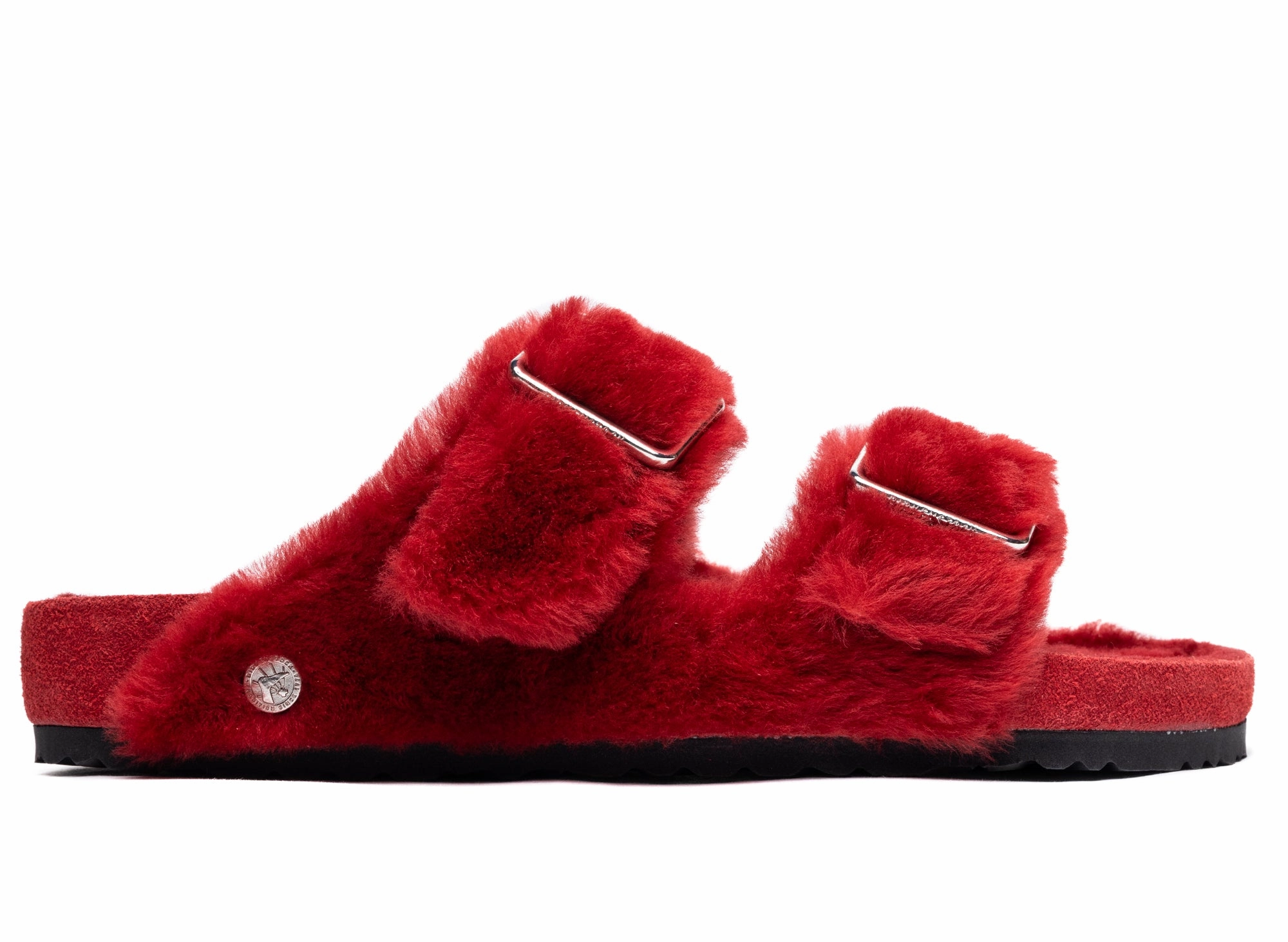 Birkenstock Arizona 1774 in Shearling Red Comfort Casual Sandals