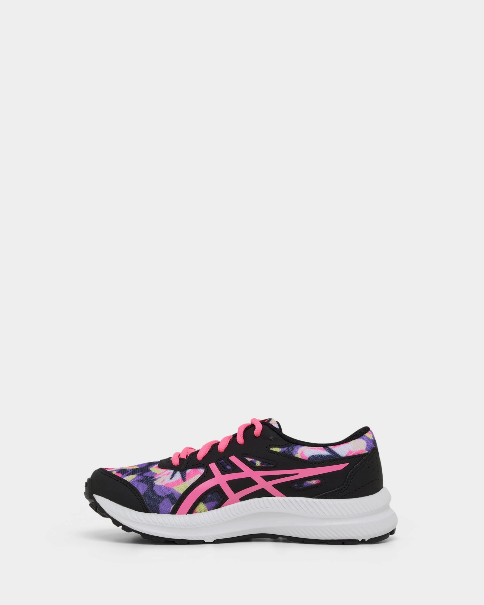 Contend 8 Grade School Black/Hot Pink Print Best Lightweight Asics Running Shoes