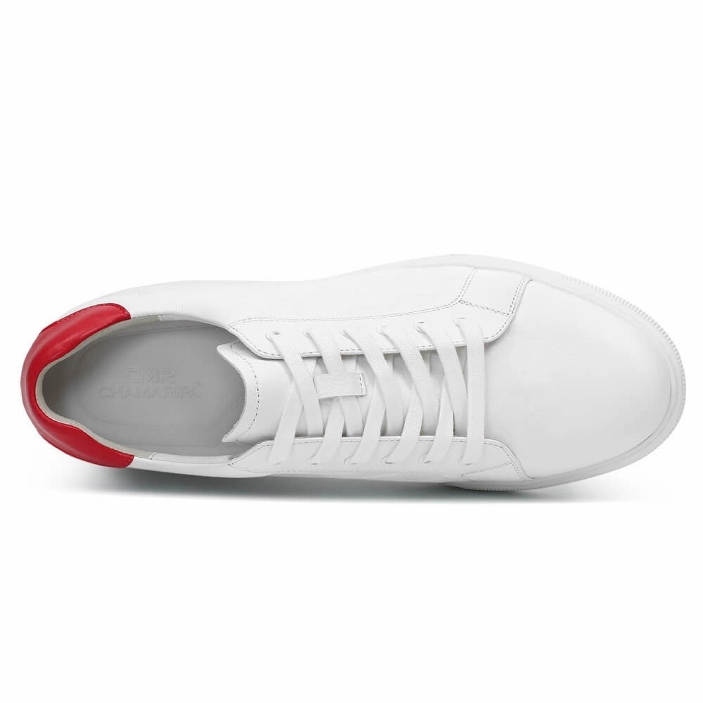 7 CM/2.76 Inches CMR CHAMARIPA White Cowhide Leather Elevator Sports Shoes for Men - Elevate Your Casual Meaning Of Casual Shoes