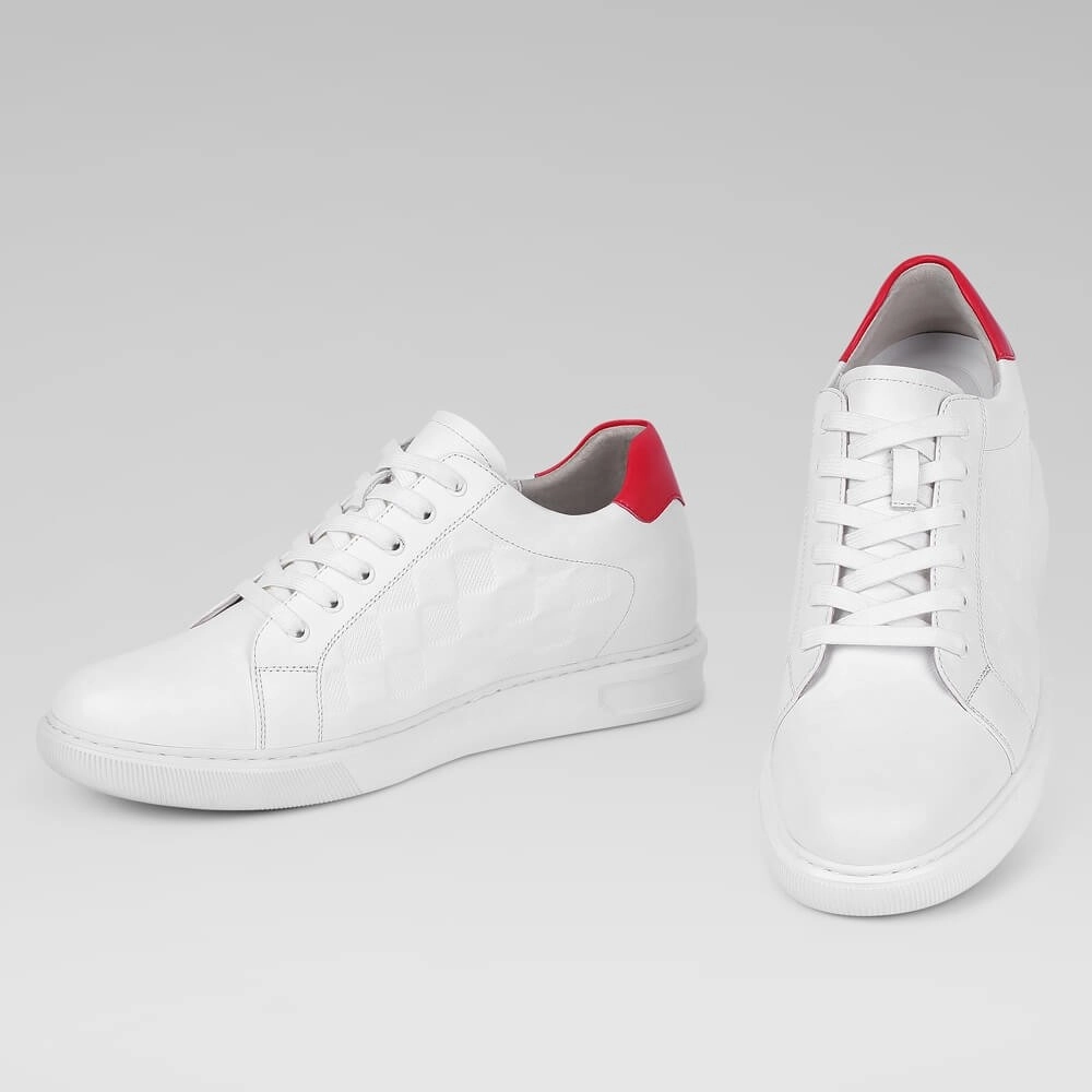 7 CM/2.76 Inches CMR CHAMARIPA White Cowhide Leather Elevator Sports Shoes for Men - Elevate Your Casual Converse Jack Purcell Casual Shoes