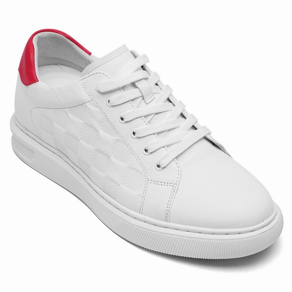 Casual Party Shoes 7 CM/2.76 Inches CMR CHAMARIPA White Cowhide Leather Elevator Sports Shoes for Men - Elevate Your Casual