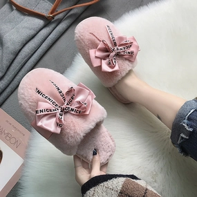 Slippers Target COOTELILI Women Home Slippers Winter Warm Shoes Woman Slip on Flats Slides Female Faux Fur Slippers Women Shoes Closed Toe